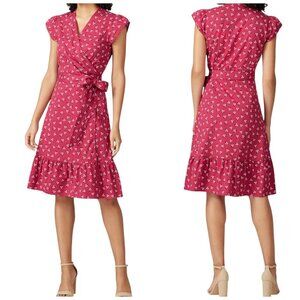 Draper James Pink Floral Wrap Dress Size 0 Cotton Rayon Midi